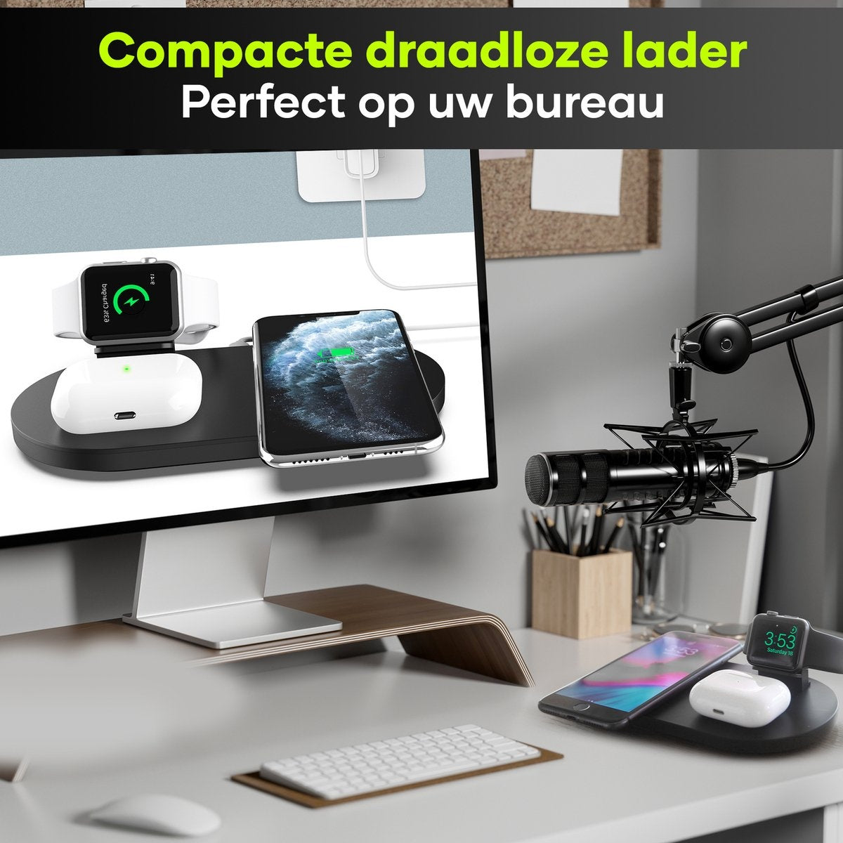 MW DO01 - 3-in-1 Drahtloses Ladegerät iPhone - Drahtloses Ladegerät - Ladestation Apple und Android