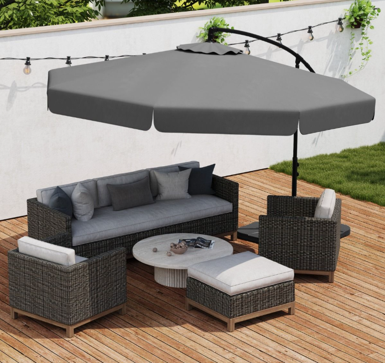 Coast Floating Parasol 305 cm mit Schutzhülle und Volant - Grau