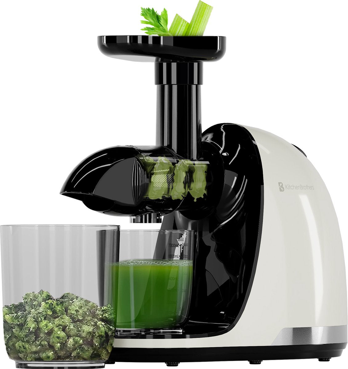 KitchenBrothers Slowjuicer - 150W - Mit Fruchtfleischbehälter - Inkl. 700ml Saftbecher