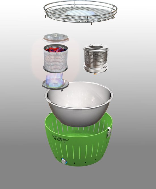 LotusGrill Classic Hybrid Tischgrill – Ø 350 mm – Grün
