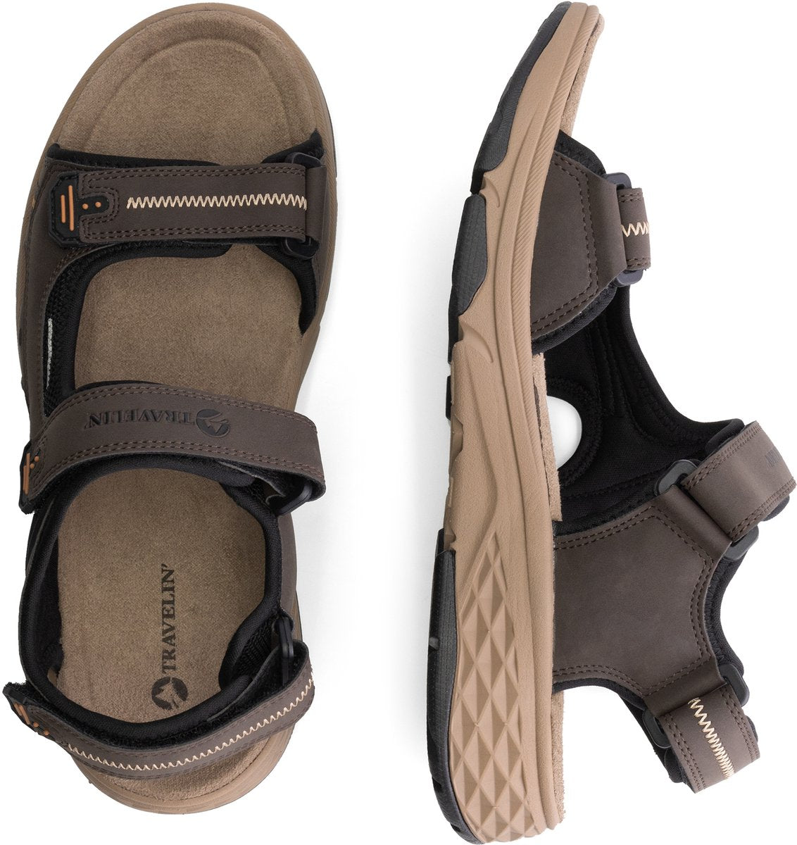 Travelin' Brusdal - Herren Outdoor-Sandalen - Leichtgewicht - Outdoor-Sandalen - Dunkelbraun - Größe 43