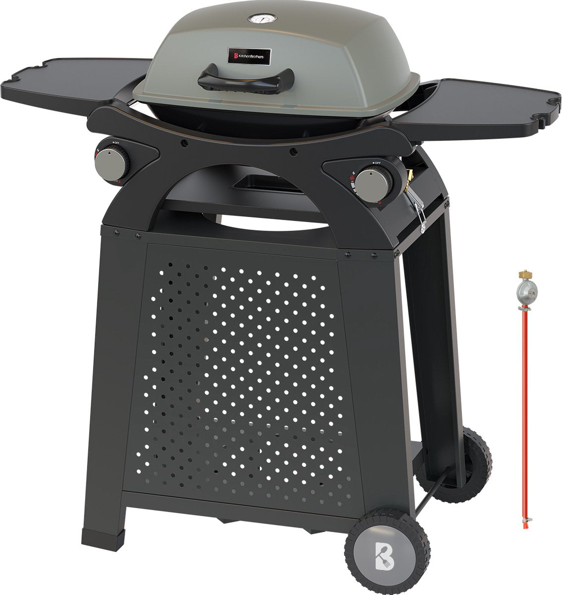 KitchenBrothers Gas BBQ - Steh- und Tischgrill - Tischgrill - Antihaft - 37x48 cm Grillfläche - Schwarz