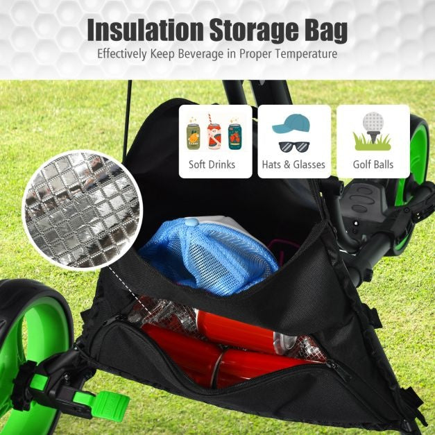 3 Räder Golf Schiebewagen Schnell faltbar Golf Walking Schiebewagen Golftaschenhalter Golf Trolley für Golfschläger Golf Trolley