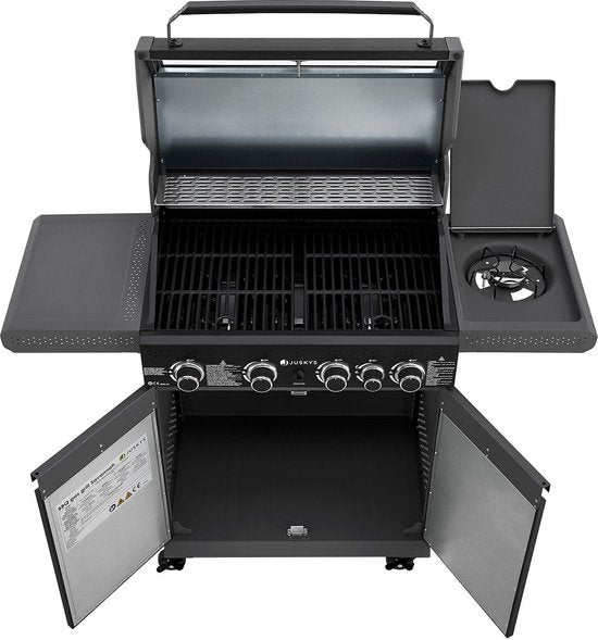 Juskys Barbecue / Gasgrill / BBQ Savannah - 4 + 1 Brenner - 14,5 kW - Stahl - Inkl. Abdeckplane