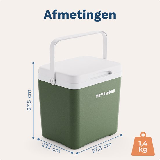 TRVLMORE Cool Box 7L - Kühlbox - Inklusive Kühlelement - Cool Box Small - Grün
