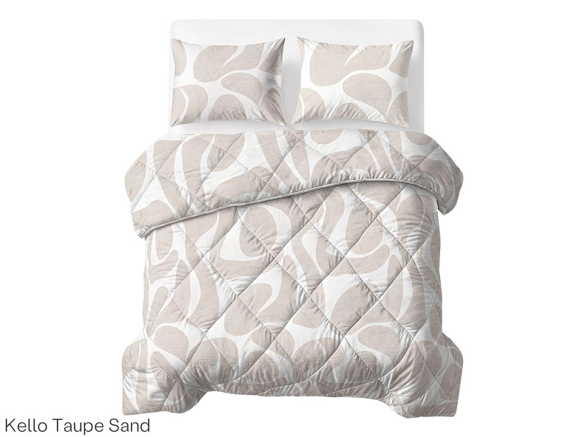 Sleeptime Waschbare Bettdecke ohne Bezug – inklusive Kissenbezug – Größe 200 x 200 cm – Taupe/Sand