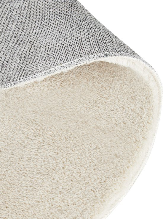 tectake® Kurzflorteppich - Rund - Ø120 cm - Creme - 1630 g/m² Florgewicht - Teppich für Wohnzimmer, Schlafzimmer, Esszimmer - Pflegeleicht und waschbar - Anti-Rutsch-Unterlage - Allergikerfreundlich - Verschiedene Größen und Farben