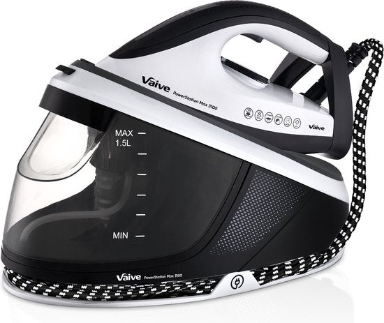 VAIVE - Dampf Bügeleisen - mit Dampfgenerator - 3100W - 1,5 L Wassertank - Schwarz/Weiß