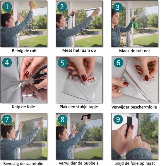 Homewell® Sonnenschutz-Fensterfolie – 60 x 200 cm – Isolierend & hitzebeständig – Sichtschutz – HR++(+) geeignet – 15 % Spiegeleffekt, silberfarben