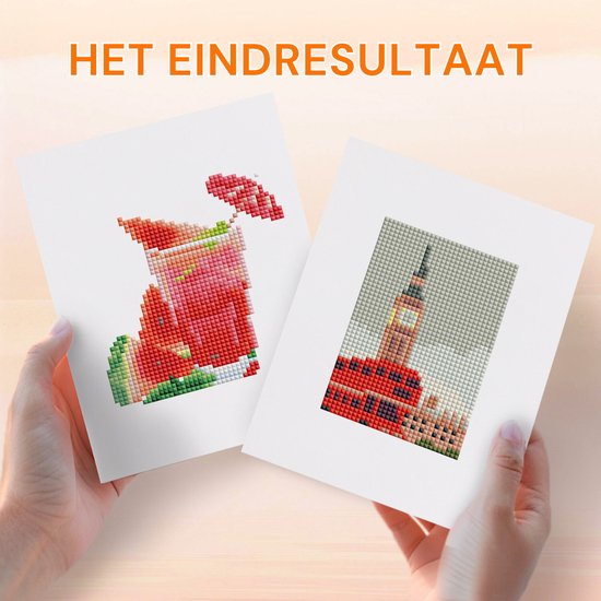 Rubye® Mini Diamantbilder - 2 Stück - Set - Erwachsene - Diamantbilder Kinder - Big Ben & Watermelon Cocktail- 15x20cm