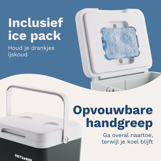 TRVLMORE Cool Box 14L - 47 Stunden Kühlung - Kühlbox - Inklusive Kühlelement - Cool Box Small - Anthrazit