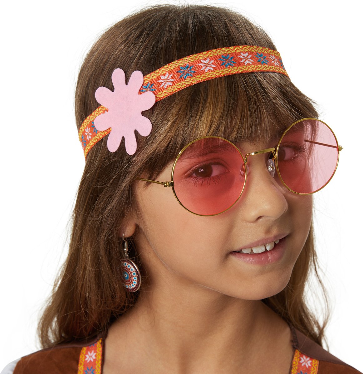 Dressforfun - Groovy Hippie Squaw - Mädchenkostüm mit kurzem Kleid, Weste in Wildlederoptik, Fransen und Stirnband für Karneval & Party - Größe 140 (9-10 Jahre)