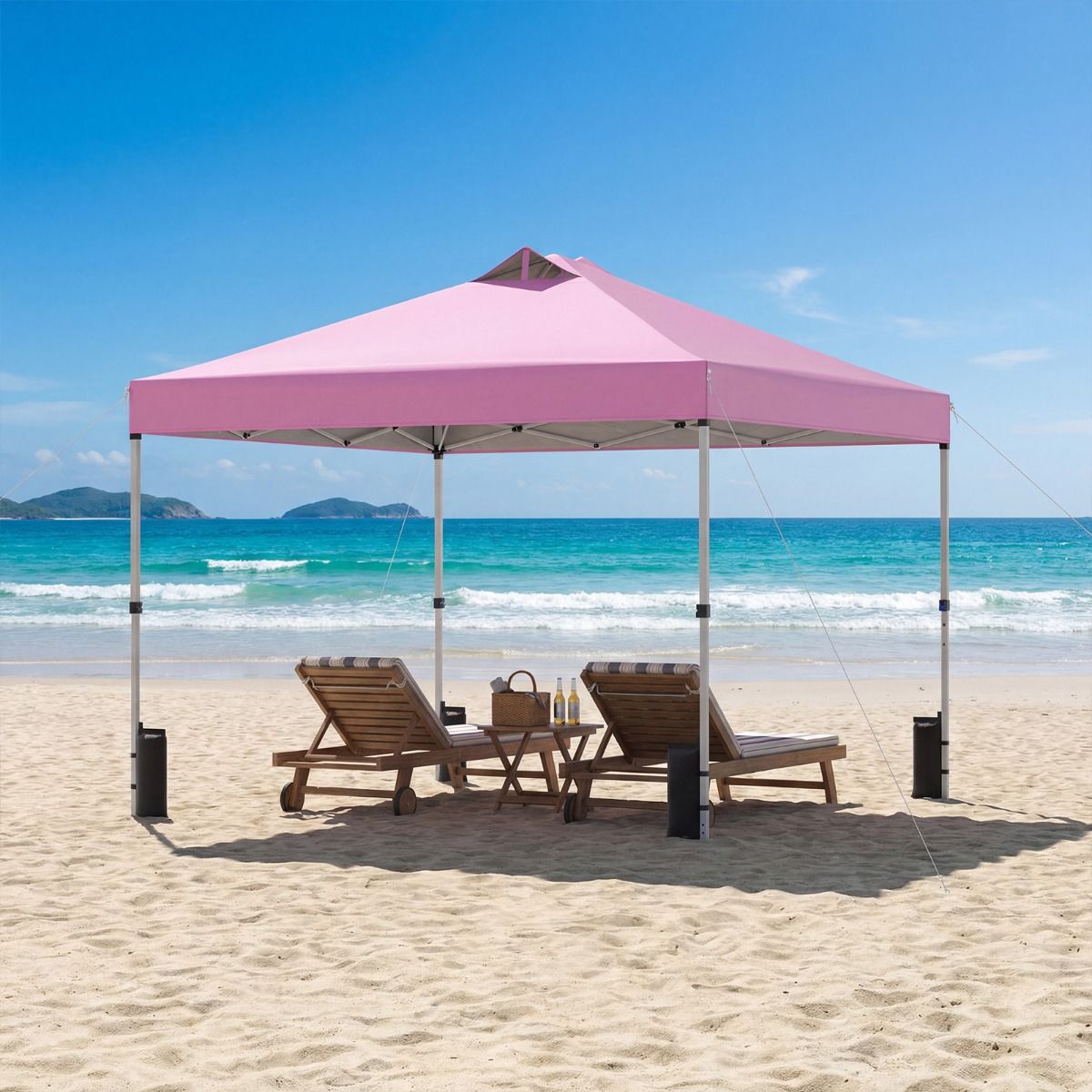 Coast Pop-up-Partyzelt – zusammenklappbarer Pavillon – mit Rolltasche und Sandsäcken – 300 x 300 cm – blau