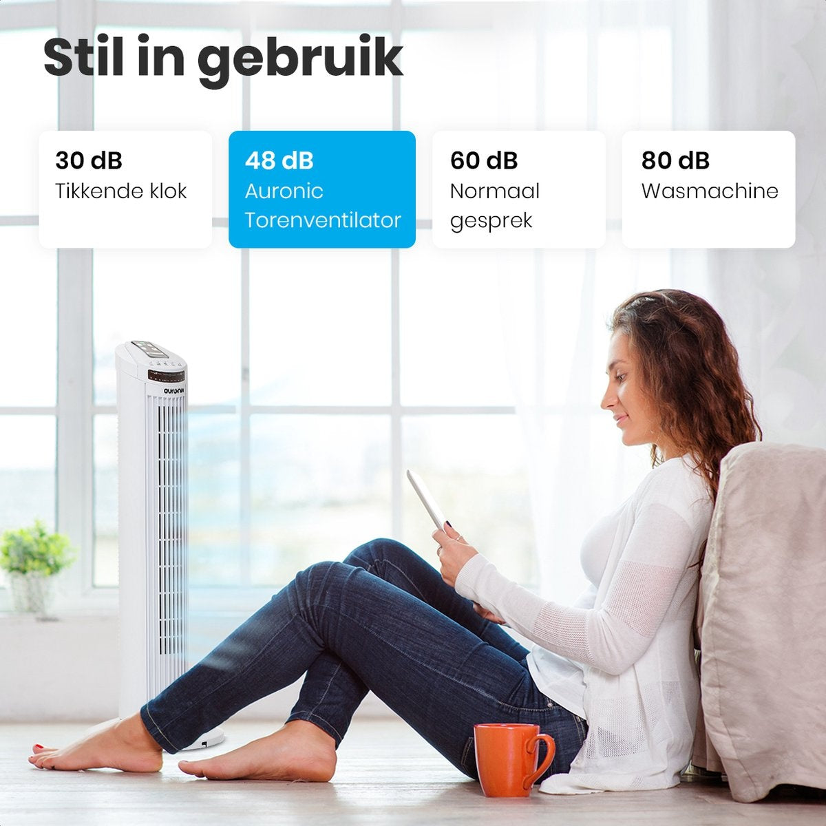 Auronic Standventilator - Mit Fernbedienung - Timer - 50W - 45dB - 74cm - Weiß