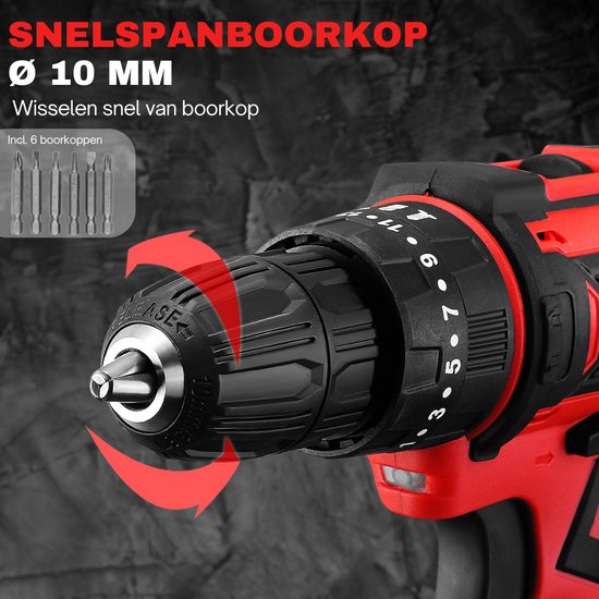 VERTREX Akku-Schrauber 18V - Akku-Bohrmaschinen - Akku-Bohrmaschinen - Bohrer - Inkl. 2 Akkus