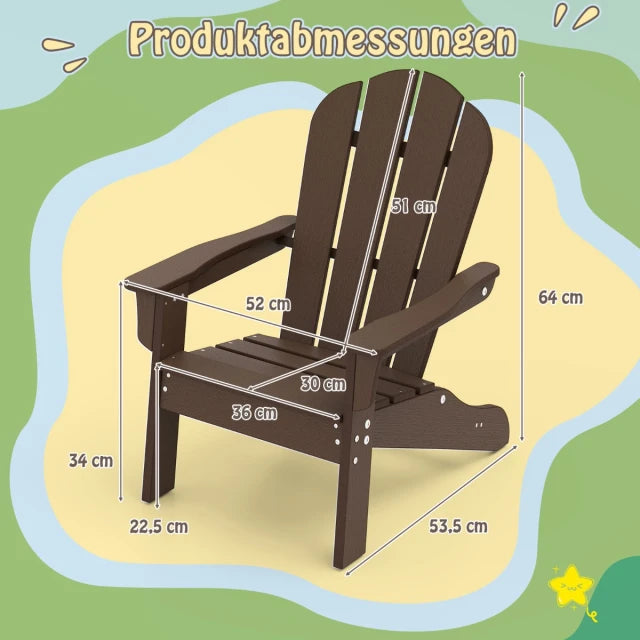 Coast Kinder-Gartenstuhl Braun - HDPE Relax-Stuhl mit ergonomischer Rückenlehne - 53,5 x 52 x 64 cm