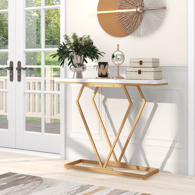 Coast Konsolentisch - MDF & Metall - Inkl. Anti-Kipp-Set - 100 x 29,5 x 80 cm - Weiß