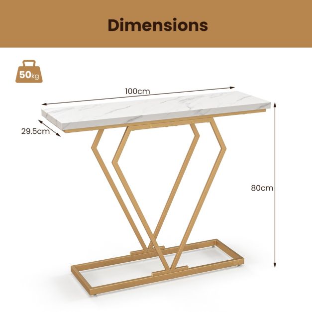 Coast Konsolentisch - MDF & Metall - Inkl. Anti-Kipp-Set - 100 x 29,5 x 80 cm - Weiß