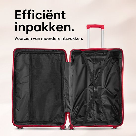 SKYCASES Travelin' Charm - 28-inch großer Reisekoffer - Zahlenschloss - 41x24x69 cm - 98L - leicht, wasserdicht & langlebig - Rot V2