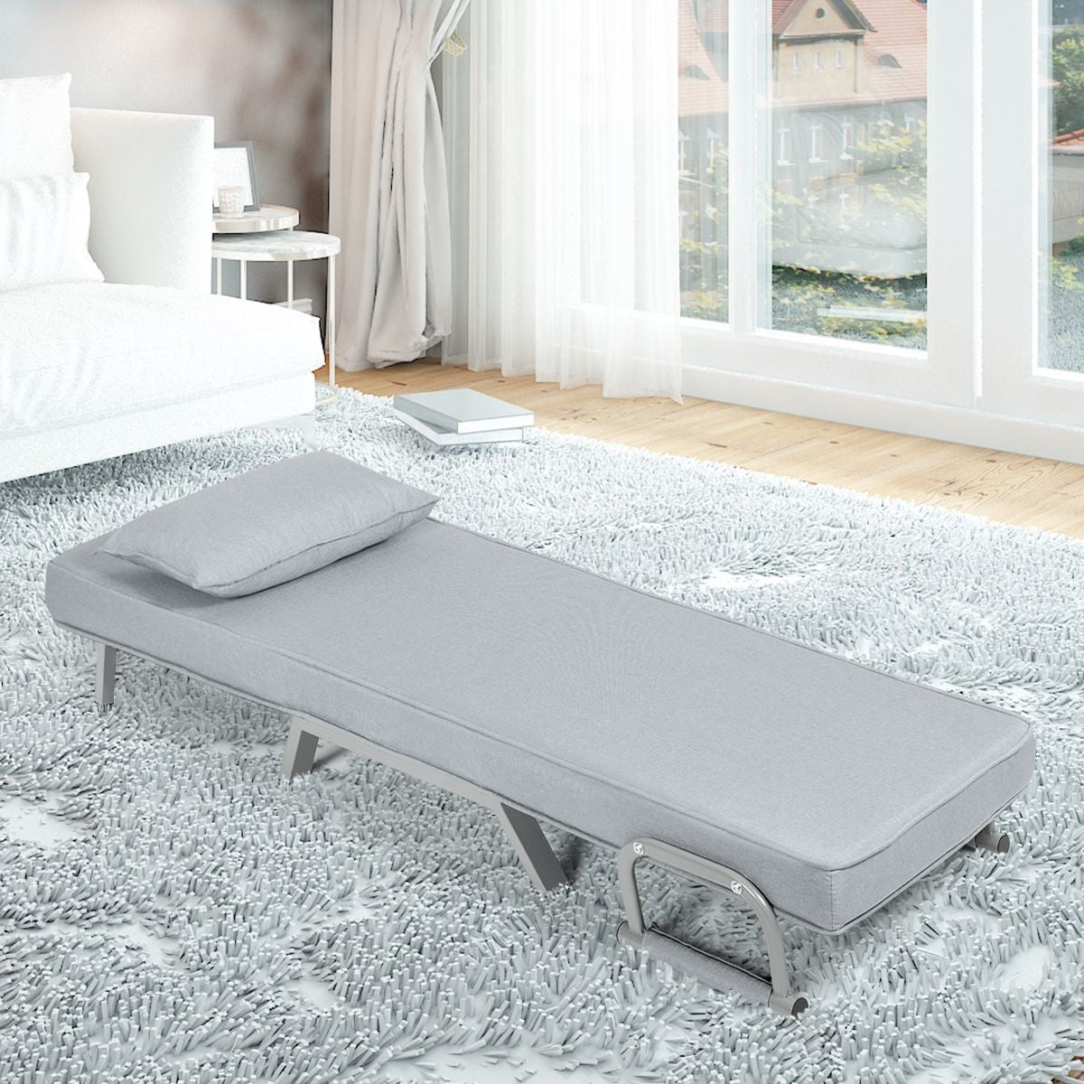 Coast Cabrio Schlafsofa Klappsessel Besinbedbank Schlafsofa 5-Position Liegestuhl Hellgrau