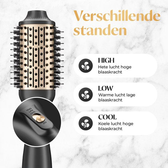 Blazely 4-in-1 Haartrocknerbürste rund - Keramik-Magic-Bürste - Lang/Kurz/Style/Locken - 1200W - Airstyler