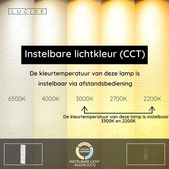 Lucide JANDERIN – Deckenleuchte – LED, dimmbar – CCT – 1x36 W, 2200 K/3300 K – Farbe: Champagner – Vibes