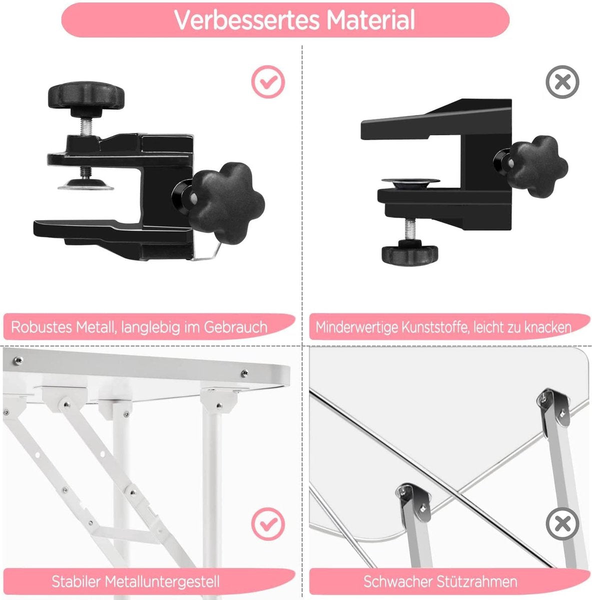 Yaheetech Hundepflege-Tisch – 100 kg – Verstellbar – Zusammenklappbar – Rosa