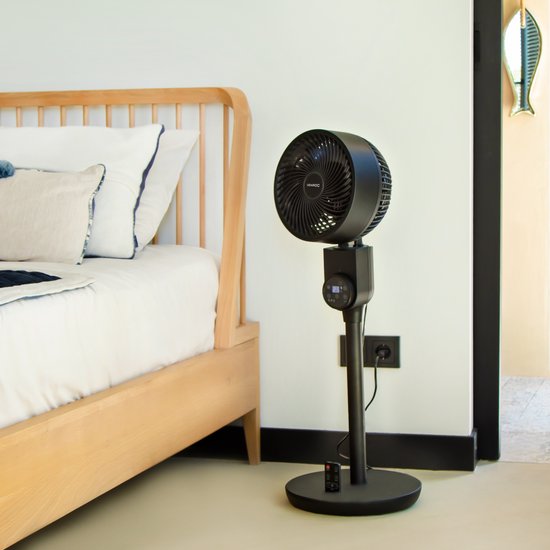 VONROC BREEZE Fan - leiser Bodenventilator - 88cm - Inkl. Fernbedienung - 3 Geschwindigkeiten - Swing-Funktion - 180° schwenkbar - schwarz