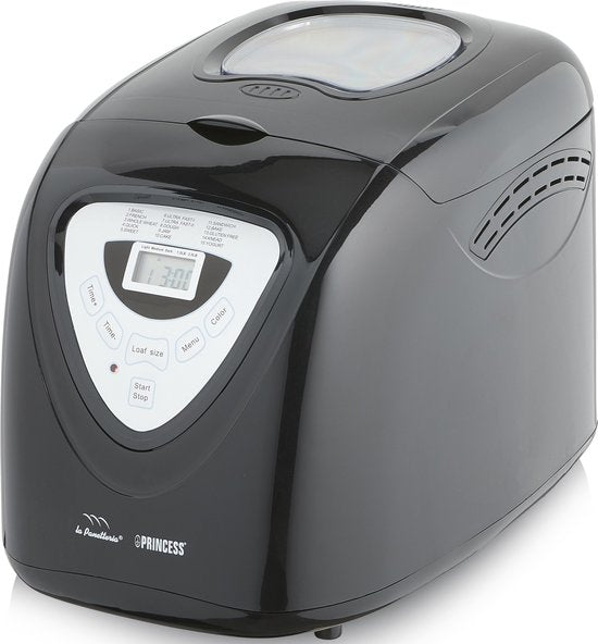 Princess Brotbackautomat 152009 - Timer - Digitalanzeige - 15 Backprogramme - Glutenfrei-Programm - 900 Gr - 600 Watt - Schwarz/Silber