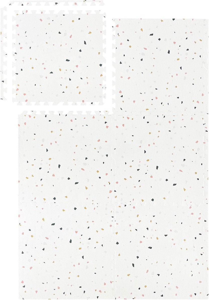 NilaFee Luxus-Spielmatte für Babys – Terrazzo-Puzzlematte – 180 x 120 x 1,5 cm – Classic Weiß