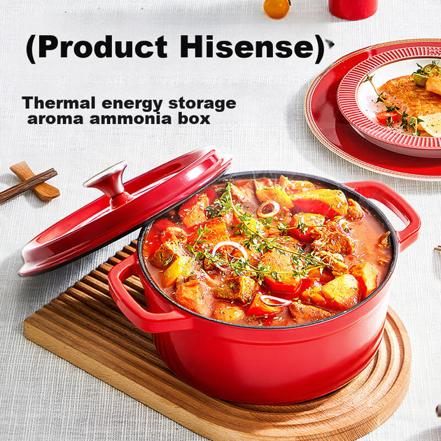 COOKER KING Emaillierter Suppentopf und Stieltopf aus Gusseisen, 24 cm – Chinesisches Rot – Gusseisen und Emaille