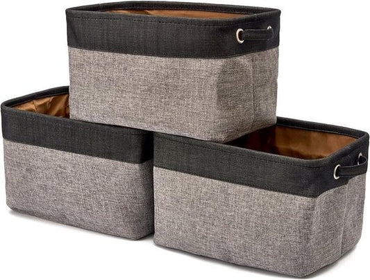 LifeGoods Aufbewahrungskorb - 3 Stück - Kleiderschrank-Organisator - 20 L - Textil - Grau