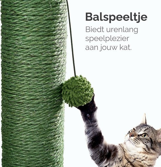 Gopets Katzenkratzbaum - Kaktus Kratzbaum Sisal - Kratzbrett modernes Design - Natürliche Kratzmöbel mit Spielzeug - 65cm