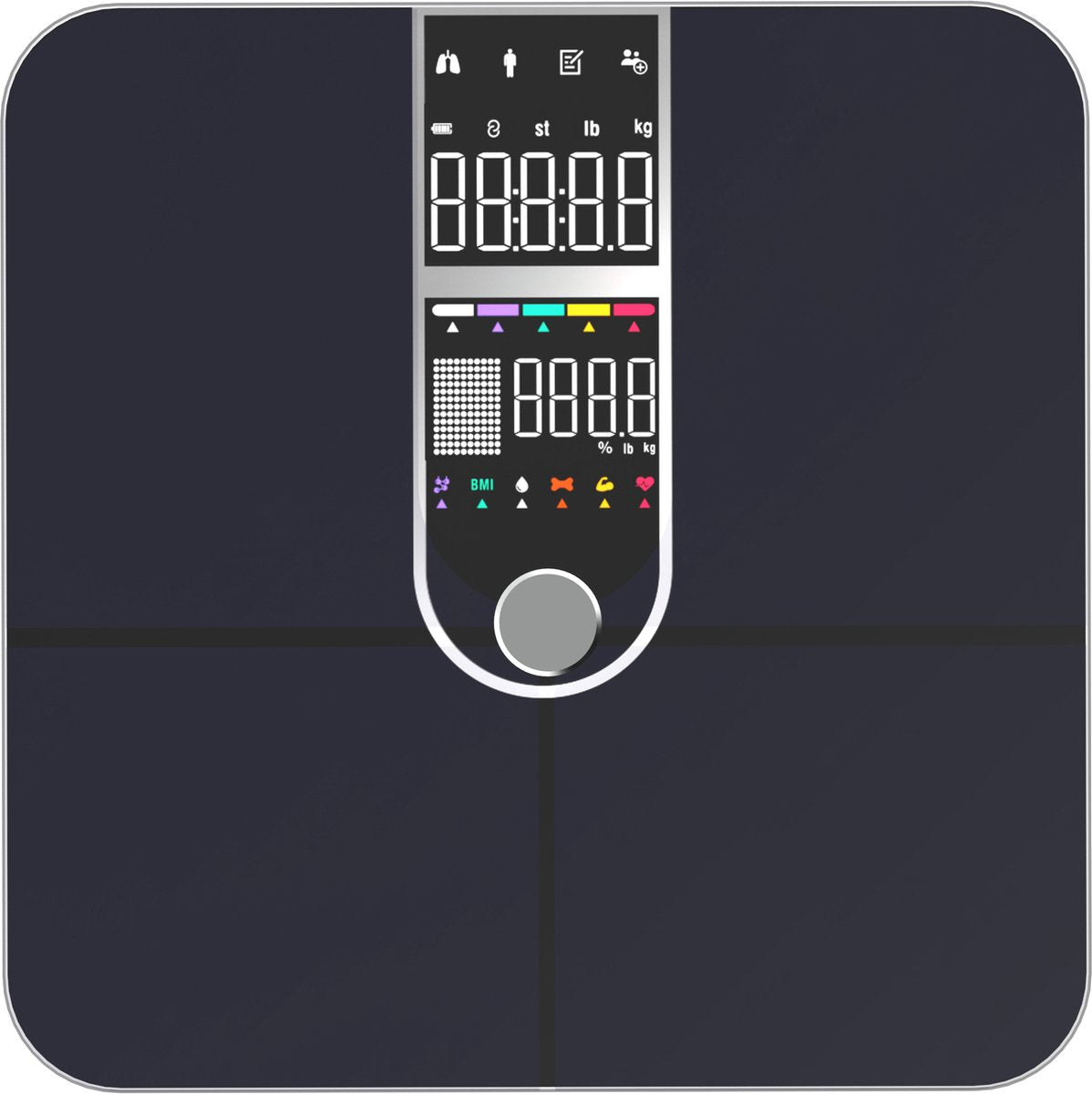 Dymac Quantum Fit Waage Personenwaage Digital - Schwarz - Intelligente Waage mit 16-facher Körperanalyse inklusive Fettanteil - inkl. App