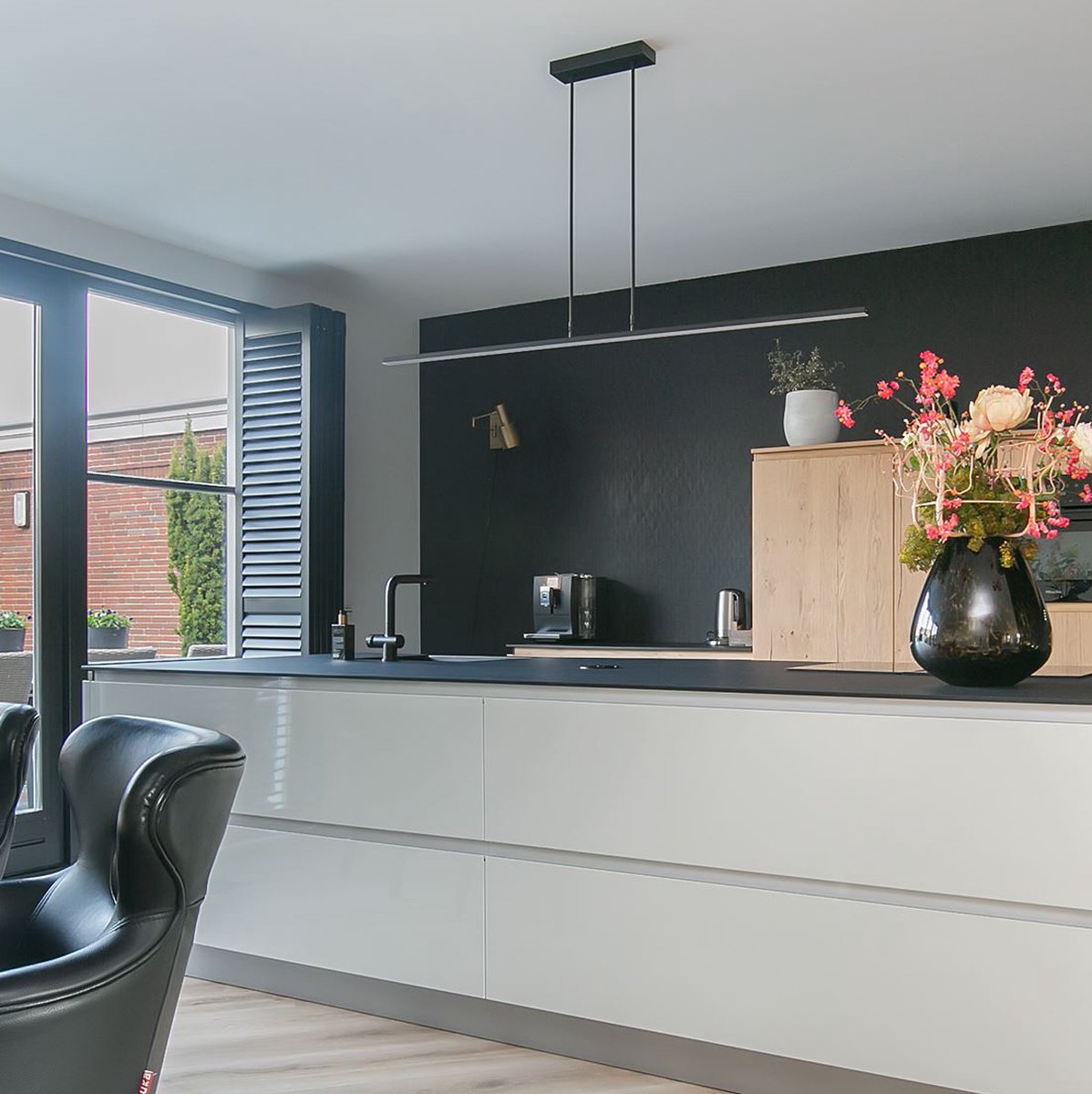 Verstellbare Pendelleuchte Zelena - 2-flammig - Kunststoff/Metall - 155 cm - Höhenverstellbar bis zu 117 cm - Modernes Design - Schwarz