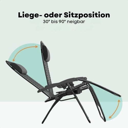 LifeGoods Liegestühle Komfort - klappbar - 30°-90° verstellbar - Schwarz