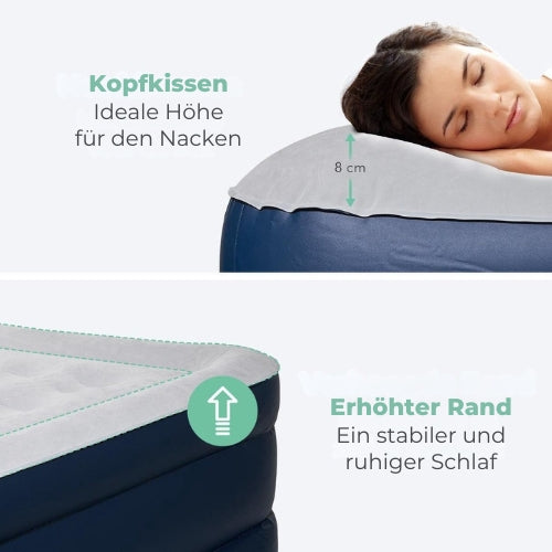 LifeGoods Luftmatratze für 2 Personen - integrierte Pumpe - inkl. Tragetasche und Reparaturset - Blau