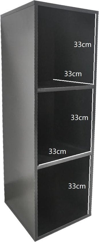 Aufbewahrungsschrank für Schallplatten - Aufbewahrung von Schallplatten - Bücherregal - 3 Fächer - schwarz