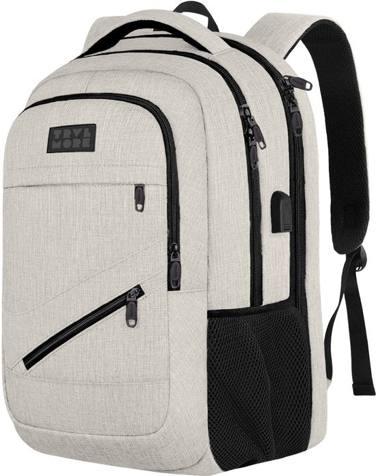 TRVLMORE Rucksack mit Lifetime - Rucksack mit 15.6 Zoll Laptopfach - Schultasche - Spritzwassergeschützt - Männer und Frauen - Jungen und Mädchen - 28L - Champagner
