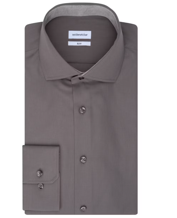 Seidensticker Business Hemd SF Spread Kent - Anthra 665 - Größe 38 - Slim Fit - 100% Baumwolle