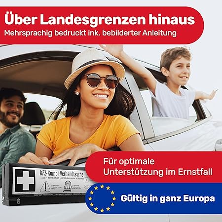 HELDENWERK Auto-Kombi-Tasche - 3 in 1 - Inkl. Warndreieck, Warnweste - DIN 13164:2022 (nach deutscher StVO)