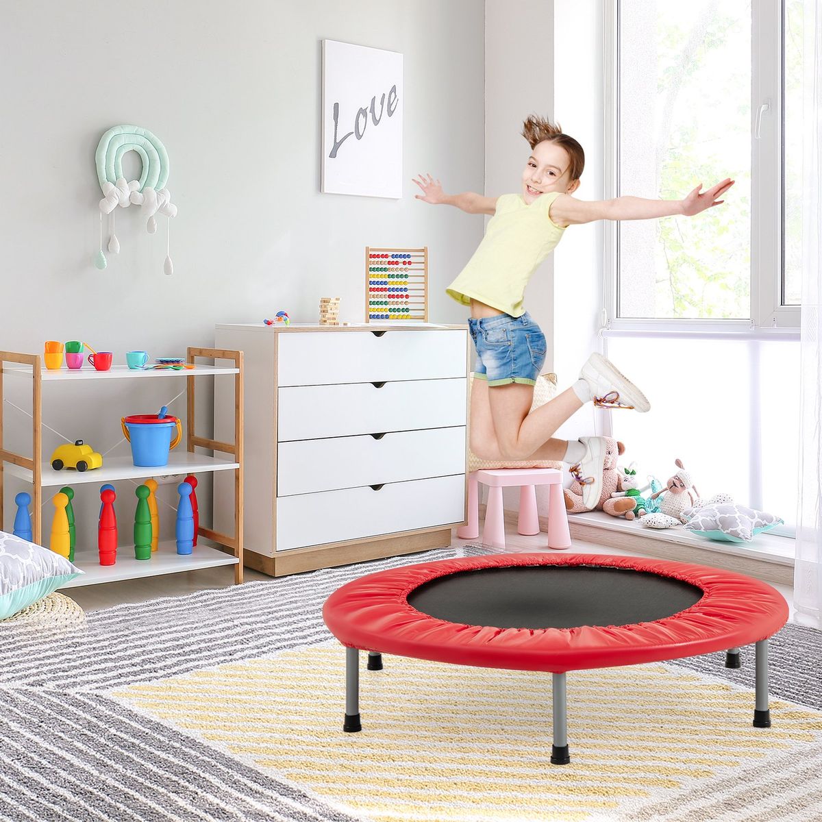 Coast Mini-Trampolin – zusammenklappbar – Kindertrampolin bis 150 kg – rot, Ø 97 cm