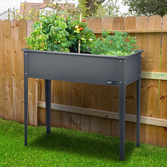 AXI Hochbeet aus Metall – Metall-Gemüsebeet auf Füßen 100 x 30 x 80 cm – Mit Drainage – Hochbeet – Pulverbeschichteter Stahl – Pflanzkübel für Garten und Balkon