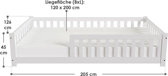 Kinderbett Naya - 120 x 200 cm - Weiß