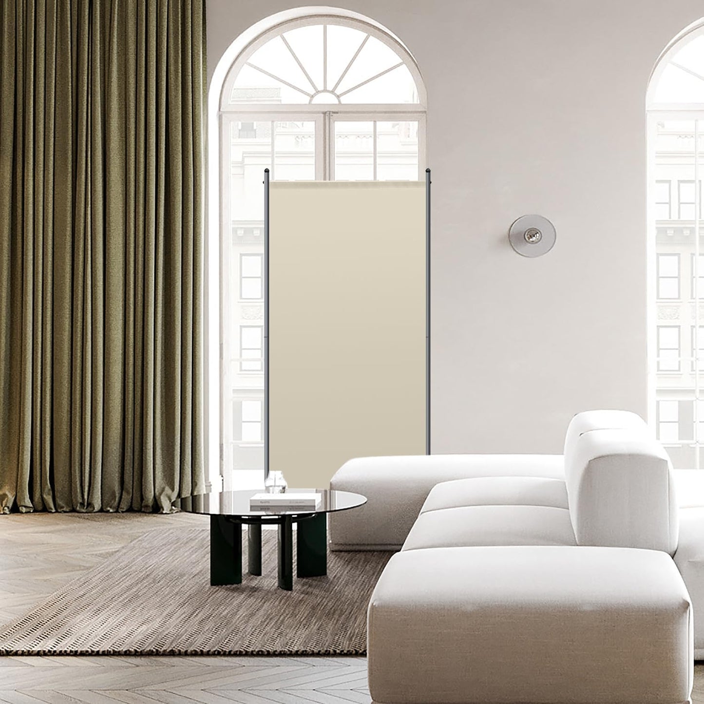 Angel Living Paravent - 1-teilig - 80x180 cm - faltbar - Stahl & 160 g/m² Polyester - Raumteiler & Sichtschutz - Beige