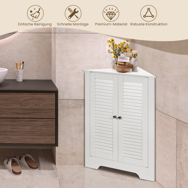 Coast Eckschrank - Lattentür - Verstellbarer Einlegeboden - MDF - 63 x 32 x 81,5 cm - Weiß