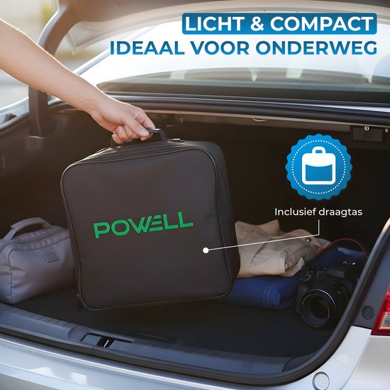 Powell Ladekabel Typ 2 - Mobile Home Charger Typ 2 - 3.5kW - IP67 Wasserdicht - 5 Meter Kabel - Inklusive Aufbewahrungstasche - Wasserdicht - Schwarz/Weiß
