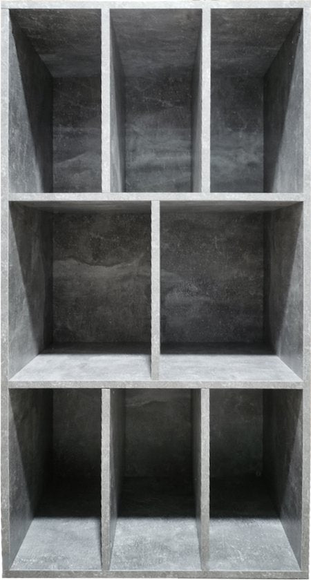 LP-Schallplattenschrank - Plattenschrank - Aufbewahrung von LP-Schallplatten - Bücherregal - 8 Fächer - graue Betonoptik