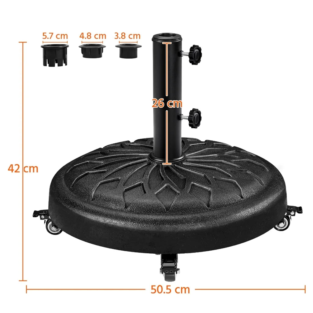 Yaheetech Sonnenschirmständer Ø 50,6 cm – Schwarz – Mobiler Sonnenschirmständer für Sonnenschirmstangen mit 34/38/48 mm Durchmesser