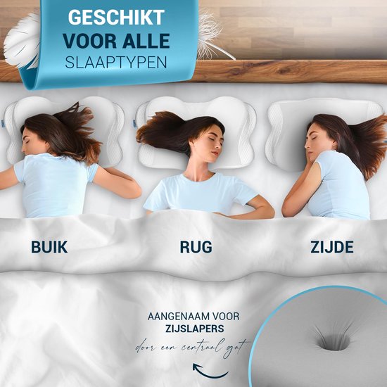 Glckstoff Orthopädisches Kissen – Ergonomisches Nackenschaumkissen gegen Nacken- und Rückenschmerzen, hypoallergen, verstellbar, ideal für Seiten- und Rückenschläfer, grau